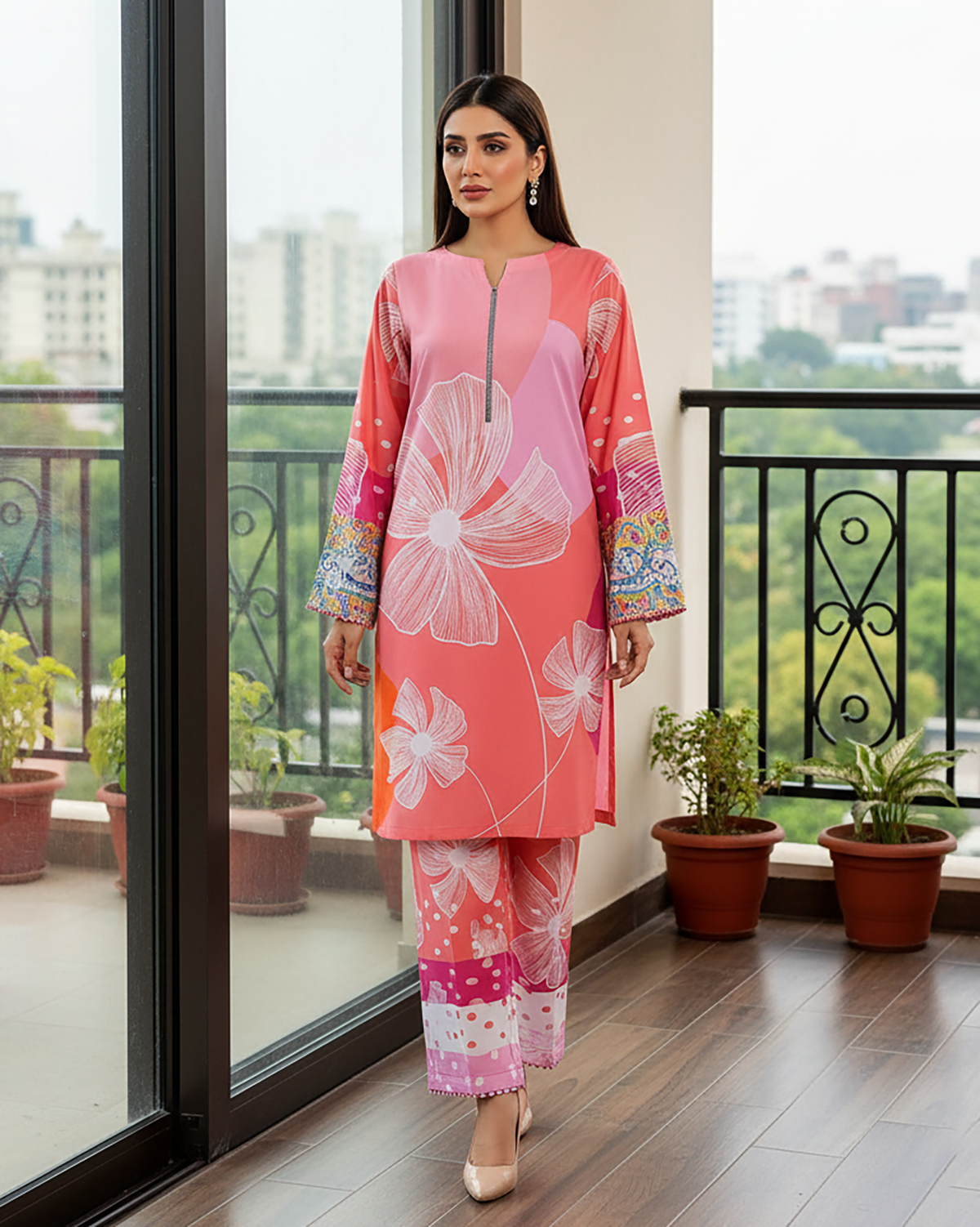 Designer Embroidered Two Piece | Florence | Linen