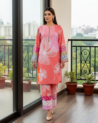 Designer Embroidered Two Piece | Florence | Linen