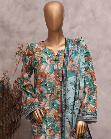 Digital Printed Three Piece | Designer "Hamna" | Soft Khaddar