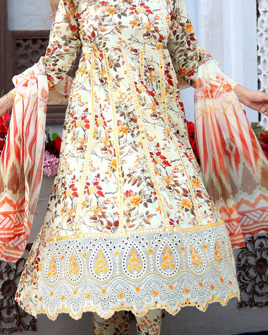 Designer Three Piece Frock | Masakali 9mm | Winter Cotton