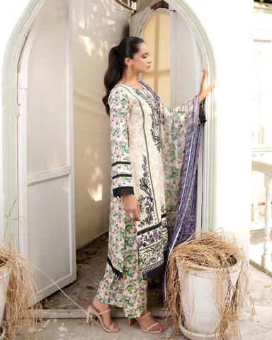 Designer Three Piece | Digital Printed Embroidered | Premium Khaddar