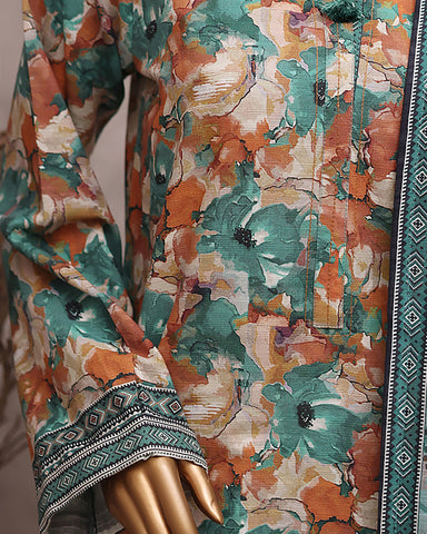 Digital Printed Three Piece | Designer "Hamna" | Soft Khaddar