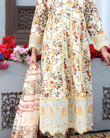 Designer Three Piece Frock | Masakali 9mm | Winter Cotton
