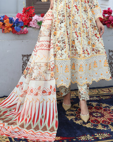 Designer Three Piece Frock | Masakali 9mm | Winter Cotton