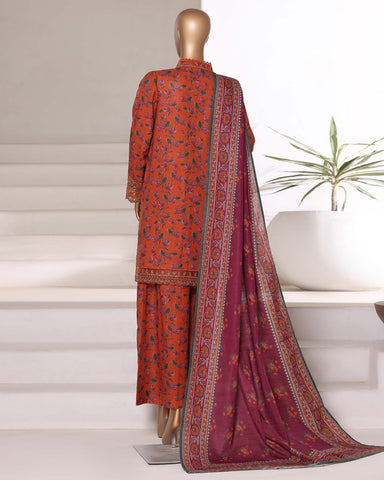 Embroidered Three Piece | Designer Printed - Malika | Winter Khaddar