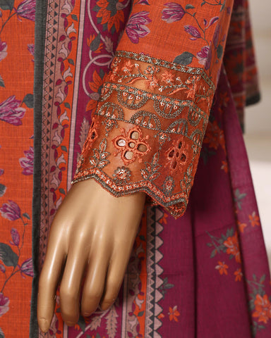 Embroidered Three Piece | Designer Printed - Malika | Winter Khaddar