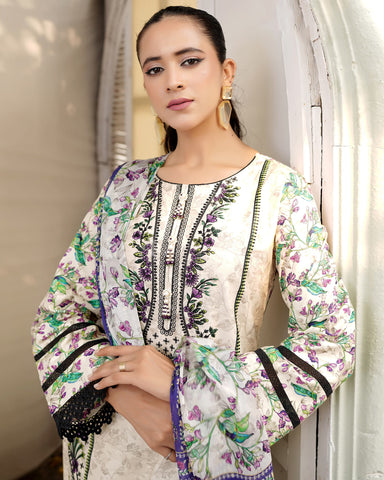 Designer Three Piece | Digital Printed Embroidered | Premium Khaddar