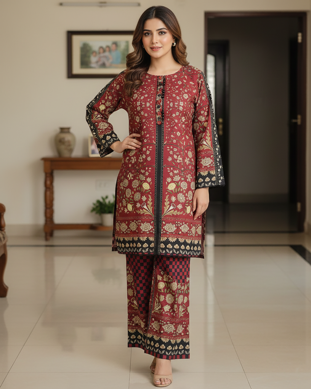 Designer CoOrds Two Piece | Digital Embroidered Prints | Soft Corduroy