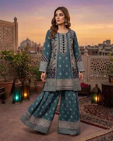 Designer Two Piece | Printed Co-Ord Set - Alyssa Gown | Premium Lawn