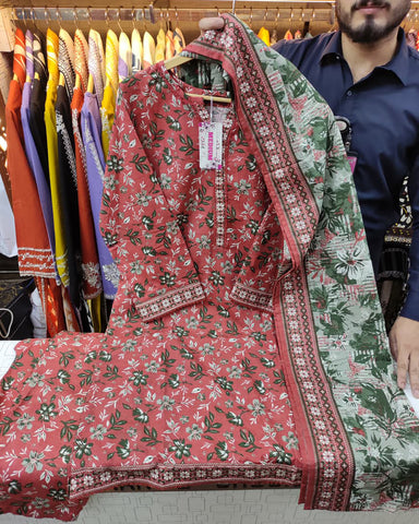 Printed Three Piece | Designer | Premium Khaddar