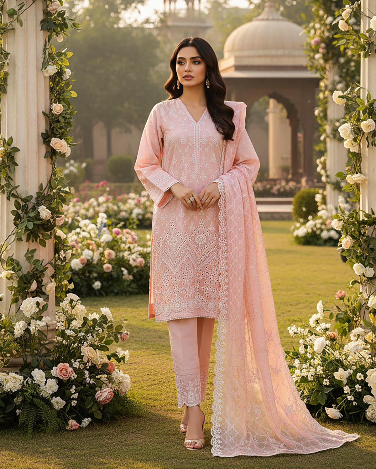 Three Piece Formals | Embroidered - White & White - Eid Special | Premium Lawn