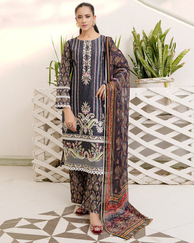 Designer Three Piece | Digital Printed Embroidered | Premium Khaddar