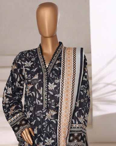 Embroidered Three Piece | Designer Printed - Malika | Winter Khaddar