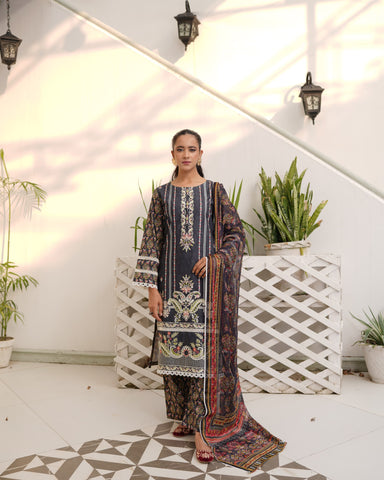 Designer Three Piece | Digital Printed Embroidered | Premium Khaddar