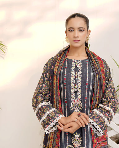 Designer Three Piece | Digital Printed Embroidered | Premium Khaddar