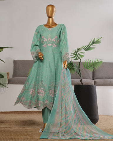 Three Piece | Fancy Embroidered Frock | Premium Jacquard