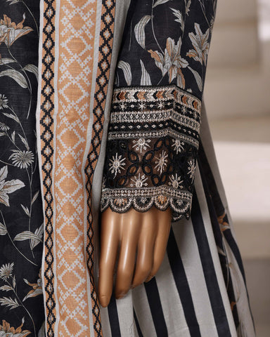 Embroidered Three Piece | Designer Printed - Malika | Winter Khaddar