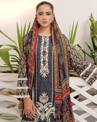 Designer Three Piece | Digital Printed Embroidered | Premium Khaddar