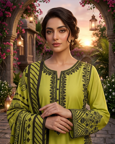 Designer Three Piece | Embroidered - Luxury Virsa Iconic | Premium Lawn