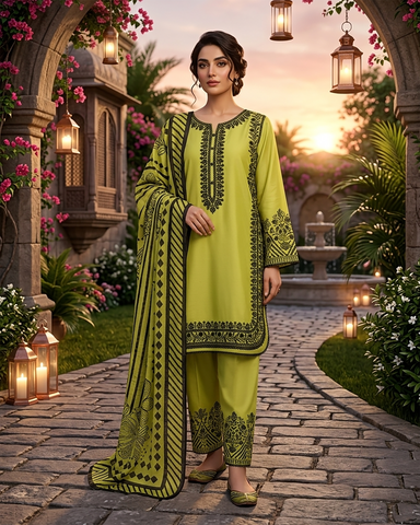 Designer Three Piece | Embroidered - Luxury Virsa Iconic | Premium Lawn