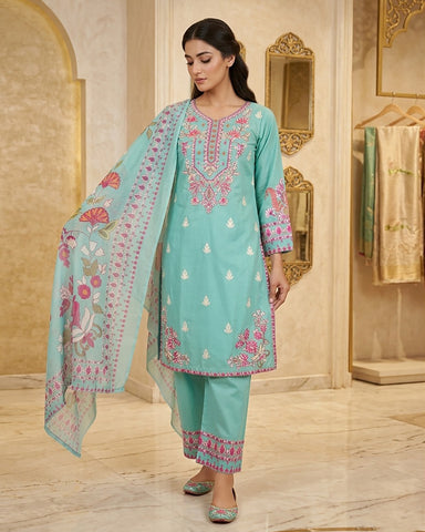 Designer Three Piece | Embroidered - Noor E Chand | Premium Lawn
