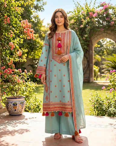 Designer Three Piece | Embroidered - Gulnaar | Premium Lawn