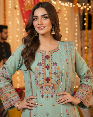 Designer Three Piece | Nain Tara | Luxury Winter Cotton