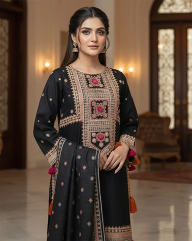 Designer Three Piece | Embroidered - Badshah Begum | Premium Lawn Cotton