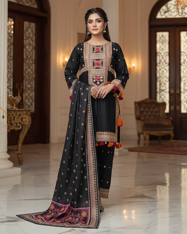 Designer Three Piece | Embroidered - Badshah Begum | Premium Lawn Cotton