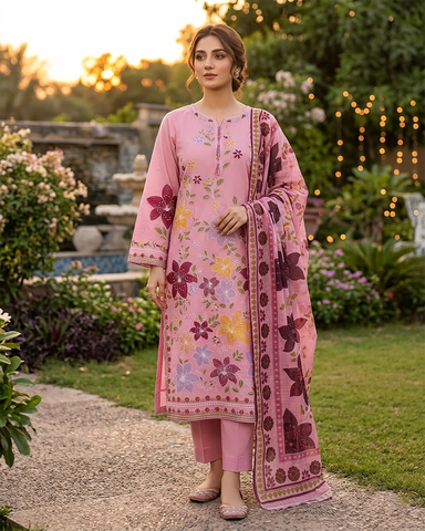 Designer Three Piece | Embroidered - Everyday Multi Chrome | Lawn