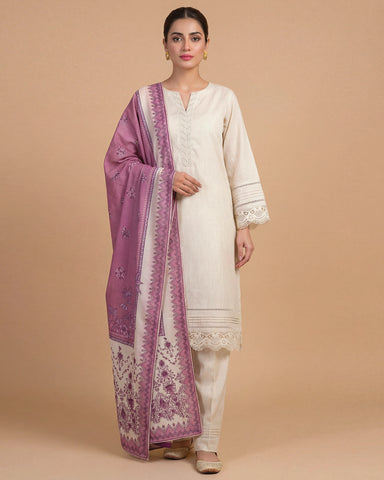Nayyab - Embroidered Solids - Karandi / Ayudia Fabric