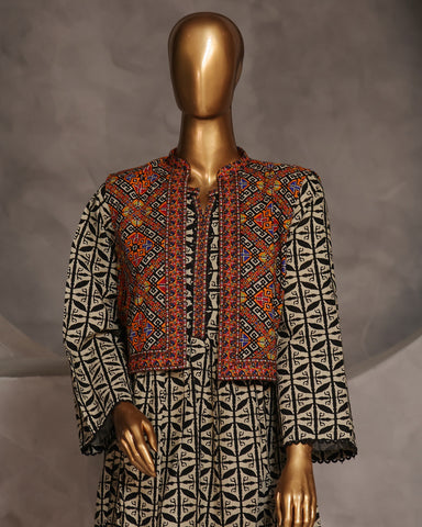 Digital Printed Two Piece | Jacket-Frock-Trousers | Fusion | Khaddar