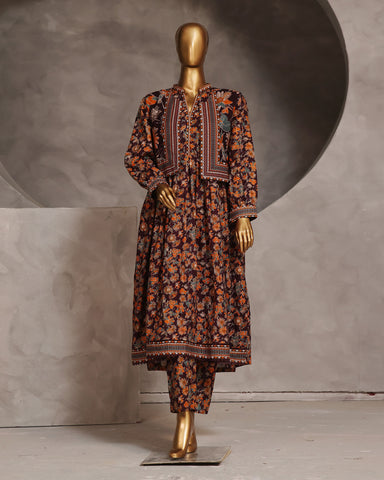 Digital Printed Two Piece | Jacket-Frock-Trousers | Fusion | Khaddar