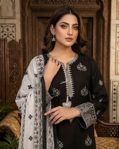 Designer Three Piece | Embroidered Handwork - Sakura | Summer Lawn