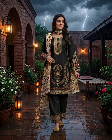 Designer Three Piece | Embroidered - Durefishan | Premium Lawn
