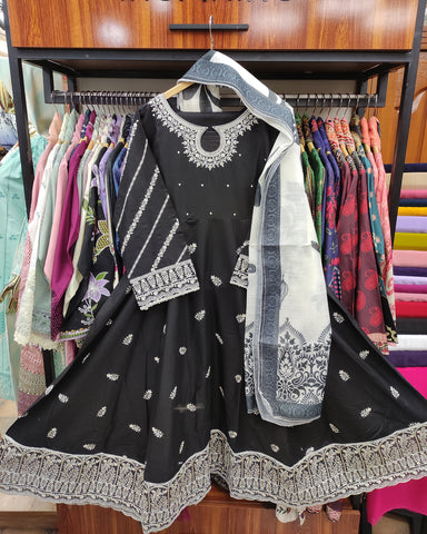 Designer Three Piece Frock | Embroidered - Anmol 2 | Premium Lawn Cotton