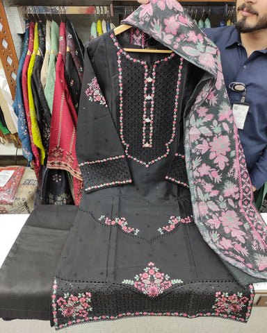 Designer Three Piece | Dhaaga Kaari Iconic - Eid Special | Summer Cotton Lawn