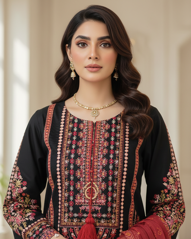 Designer Three Piece | Embroidered - Sawan | Premium Lawn Cotton