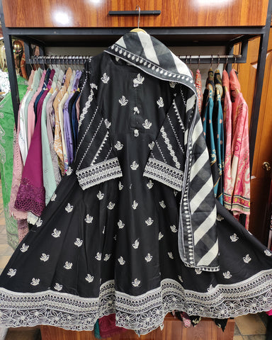 Designer Three Piece Frock | Embroidered - Anmol | Premium Lawn Cotton