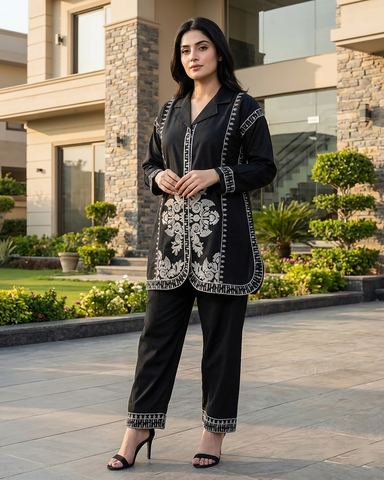 Designer Two Piece | Embroidered - Patasa | Winter Cotton