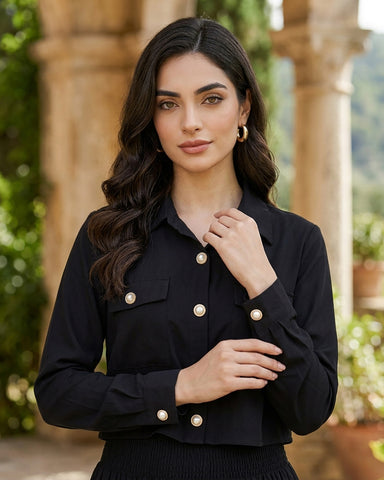 Cropped Jacket - Shirred Maxi -  Breathable Blended Western Fabric