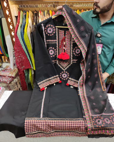 Designer Three Piece | Embroidered - Zardozi | Premium Lawn Cotton