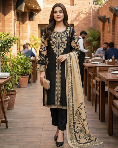 Designer Three Piece | Embroidered - Haseen Raatain | Premium Lawn