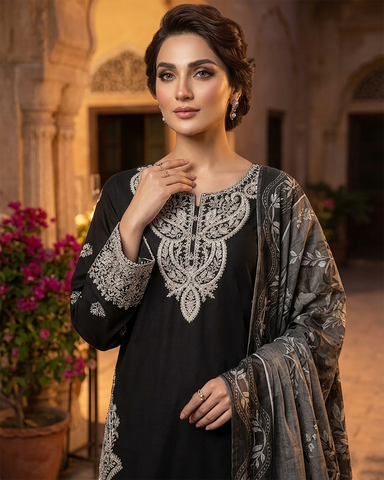 Designer Three Piece | Embroidered-Zarnish | Premium Lawn