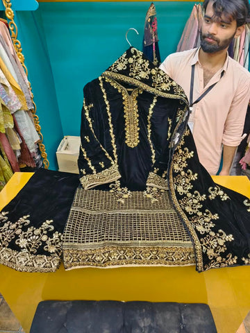 Sham-E-Khas - Embroidered - Luxury Micro 13000 Falcon Velvet