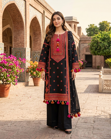 Designer Three Piece | Embroidered - Gulnaar | Premium Lawn