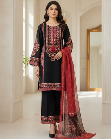 Designer Three Piece | Embroidered - Sawan | Premium Lawn Cotton