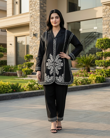 Designer Two Piece | Embroidered - Patasa | Winter Cotton
