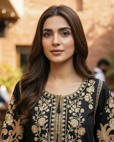 Designer Three Piece | Embroidered - Sard Raatain | Premium Winter Cotton