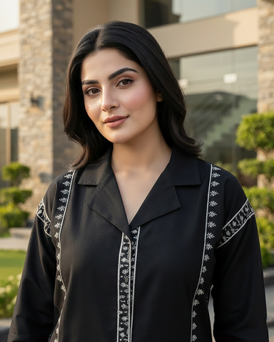 Designer Two Piece | Embroidered - Patasa | Winter Cotton